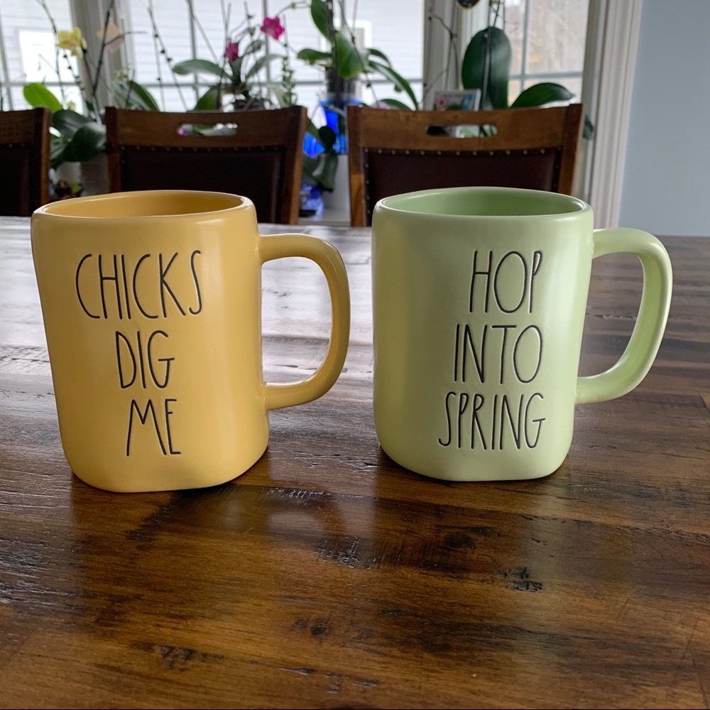 Rae Dunn Hop Into Spring & Chicks Dig Me Mugs